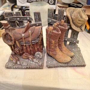 Trail Ridge Bookends with Boots, Hat, Saddle Includes 2 Bookends 51048
